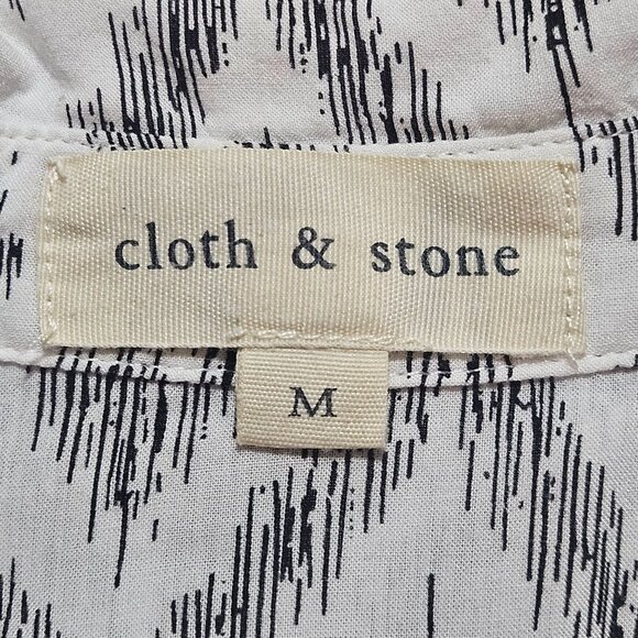 Cloth & Stone Button-Up Top Gray Diamond Print Size M Lightweight Boho Casual - Picture 4 of 11